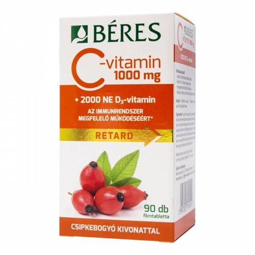 Béres C-vitamin 1000 mg + 2000 NE D3-vitamin filmtabletta, 90 db