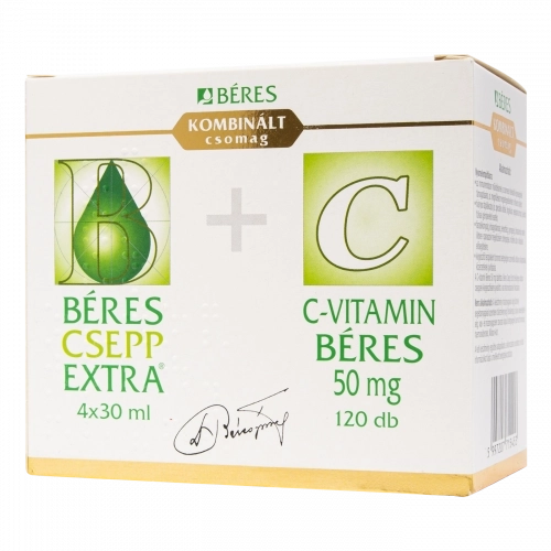Béres Csepp Extra belsőleges oldatos cseppek, 4x30 ml + C-vitamin Béres 50 mg tabletta, 120 db