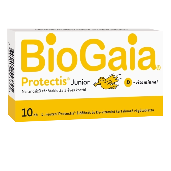 BioGaia Protectis Junior + D-vitamin narancsízű rágótabletta, 10 db