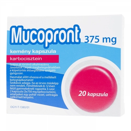 Mucopront 375 mg kemény kapszula, 20 db