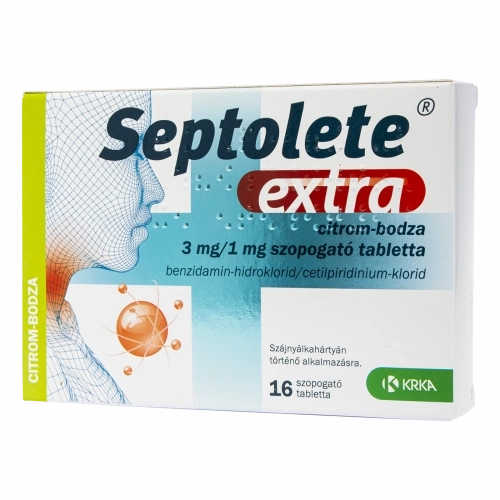 Septolete extra citrom-bodza 3 mg/1 mg szopogató tabletta, 16 db