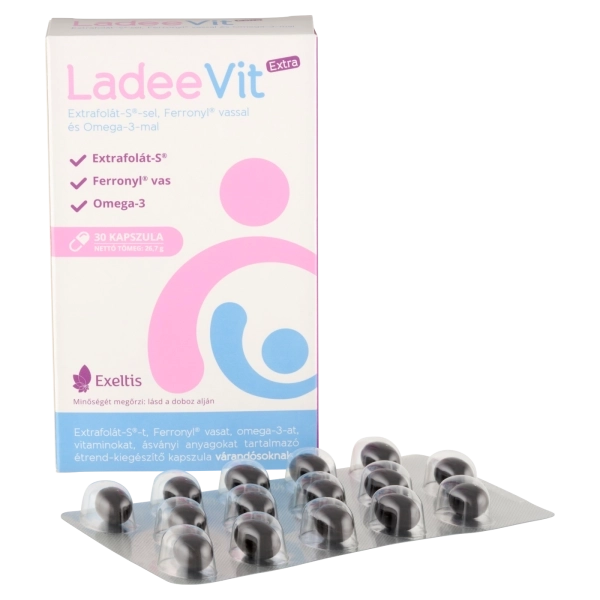 LadeeVit Extra Extrafolát-S®-sel, Ferronyl® vassal, és Omega-3-mal, 30 ml
