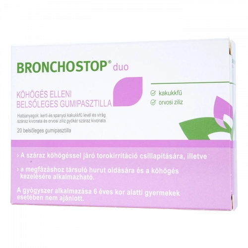 Bronchostop Duo köhögés elleni gumipasztilla, 20 db