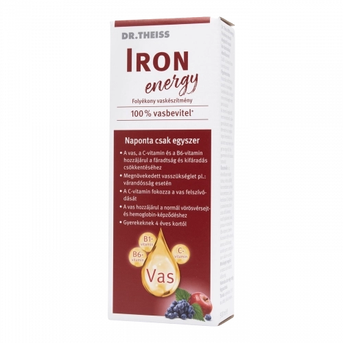 Dr. Theiss IRON energy Folyékony étrend-kiegészítő vassal és vitaminokkal, édesítőszerrel, 500 ml