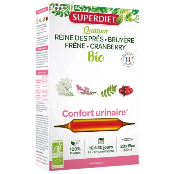 Superdiet Comfort urinaire 20x15 ml ampulla a húgyutak egészségéért | bio | vegán, 300 ml