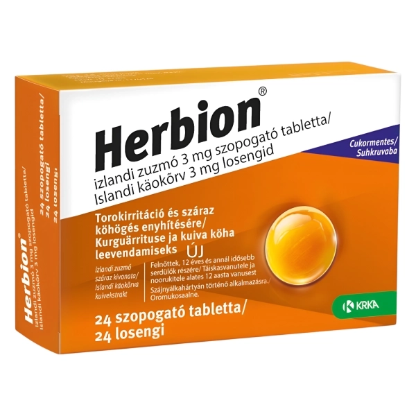 Herbion izlandi zuzmó 3 mg szopogató tabletta, 24 db