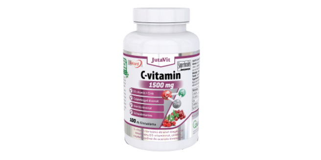 JutaVit C-vitamin 1500 mg csipkebogyó + acerola + D3 + cink filmtabletta, 100 db