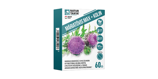 Natur Tanya® MÁRIATÖVIS MAX + KOLIN - Maximális mennyiségű szilimarin, kolinnal dúsítva a májműködés támogatásához