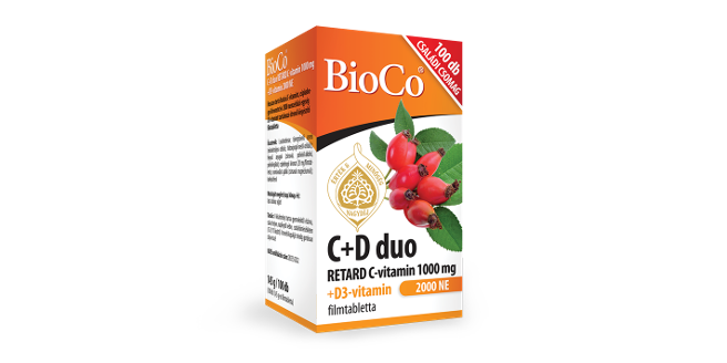 BioCo C+D duo RETARD C-vitamin 1000 mg + D3- vitamin 2000 NE filmtabletta, 100 db