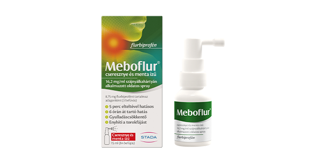 Meboflur cseresznye és menta ízű 16,2 mg/ml szájnyálkahártyán alkalmazott oldatos spray, 15 ml