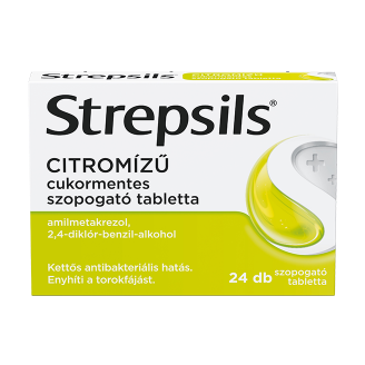 Strepsils citromízű cukormentes szopogató tabletta, 24 db