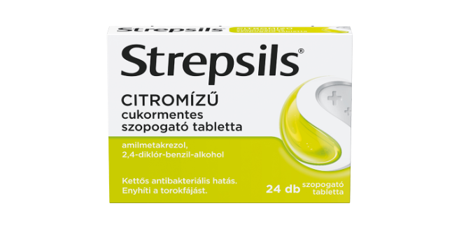 Strepsils citromízű cukormentes szopogató tabletta, 24 db