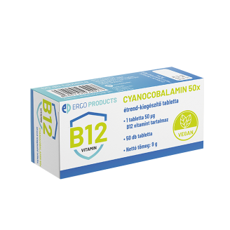CYANOCOBALAMIN-B12 vitamin étrend-kiegészítő tabletta, 50 db
