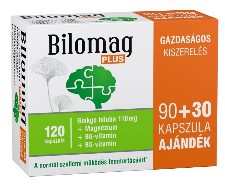 Bilomag PLUS 110 mg Ginkgo biloba kivonatot tartalmazó étrend-kiegészítő kapszula 90 db +30 db