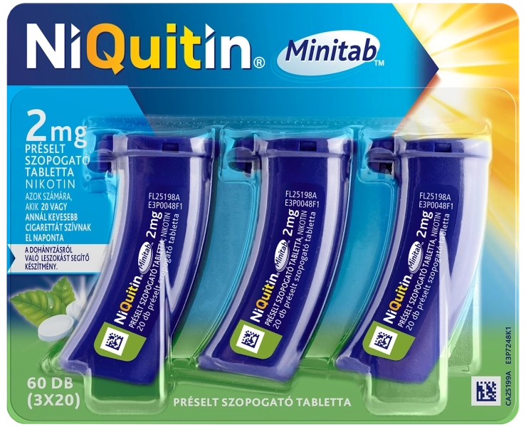 NiQuitin Minitab 2 mg préselt szopogató tabletta 60 db