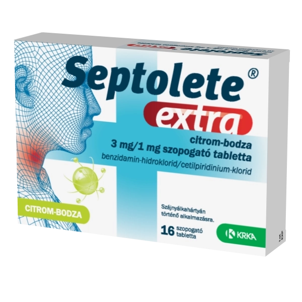 Septolete extra citrom-bodza 3 mg/1 mg szopogató tabletta 16x