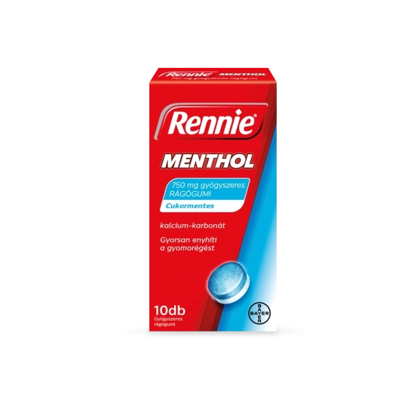 Rennie Menthol gyógyszeres rágógumi, 10 db
