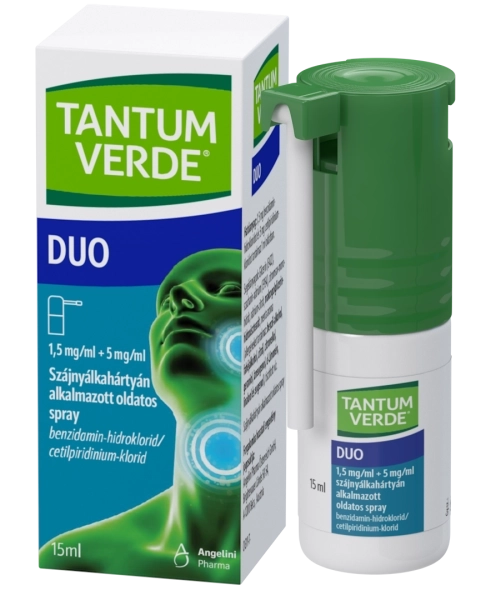 Tantum Verde® Duo 1,5 mg/ml + 5 mg/ml szájnyálkahártyán alkalmazott oldatos spray 15ml