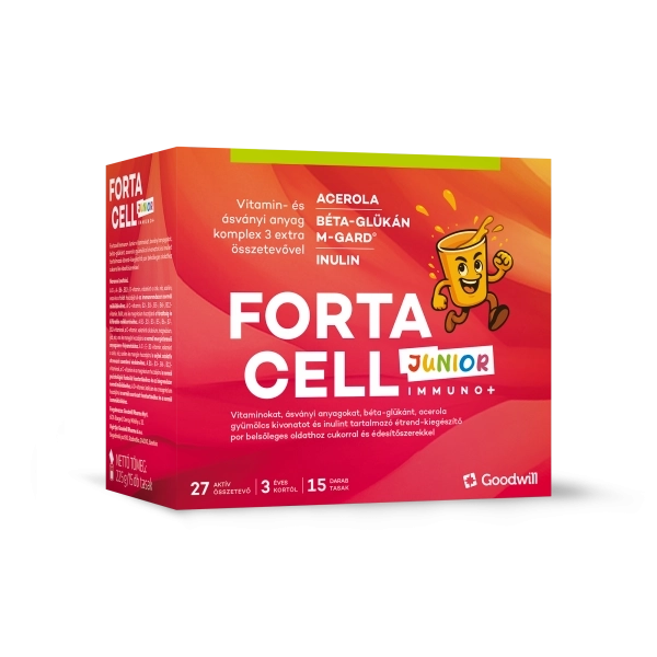 Fortacell Immuno+ Junior étrend-kiegészítő por, 15 db tasak