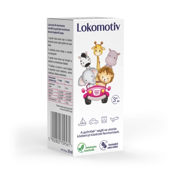 Lokomotiv B-vitaminokat, kamillát és gyömbért tartalmazó étrend-kiegészítő csepp, 1 ml