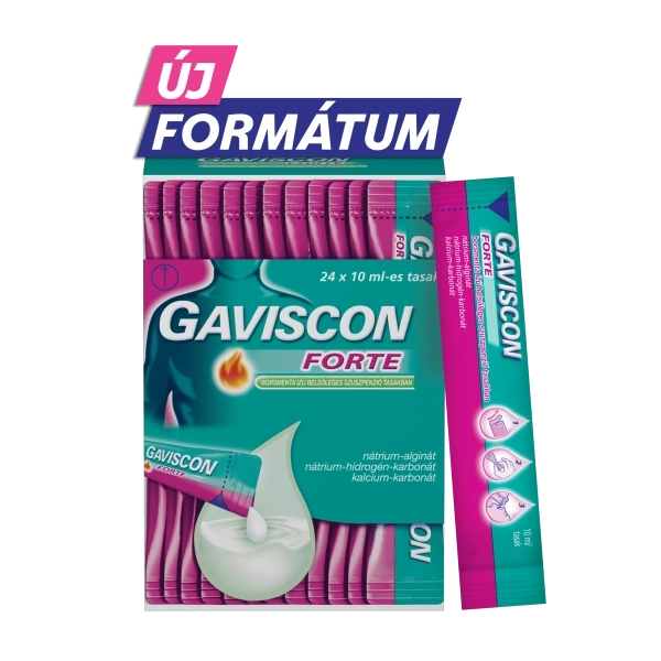 Gaviscon Forte borsmenta ízű belsőleges szuszpenzió tasakban, 24 x 10 ml